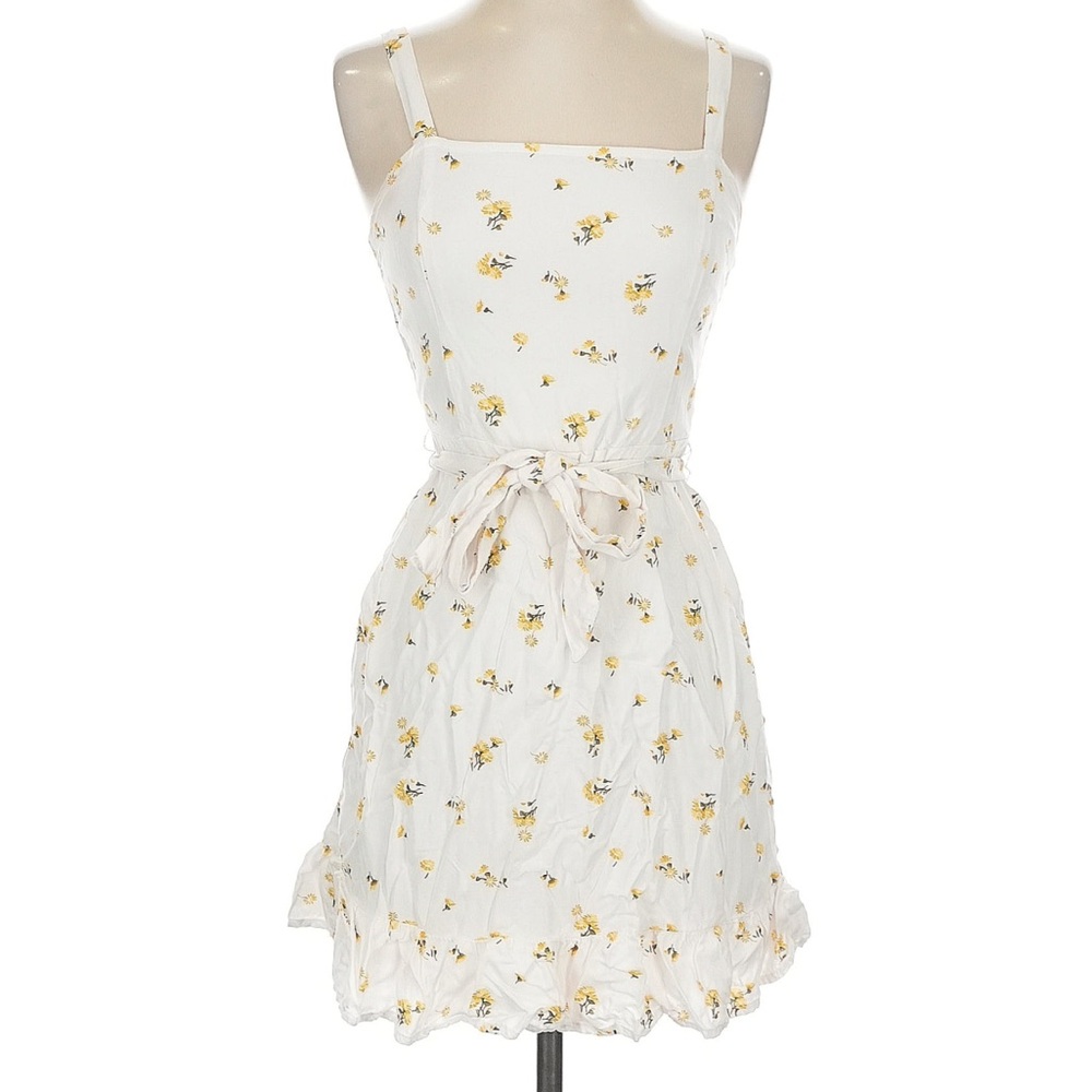 Hollister white mini dress with yellow flowers - L